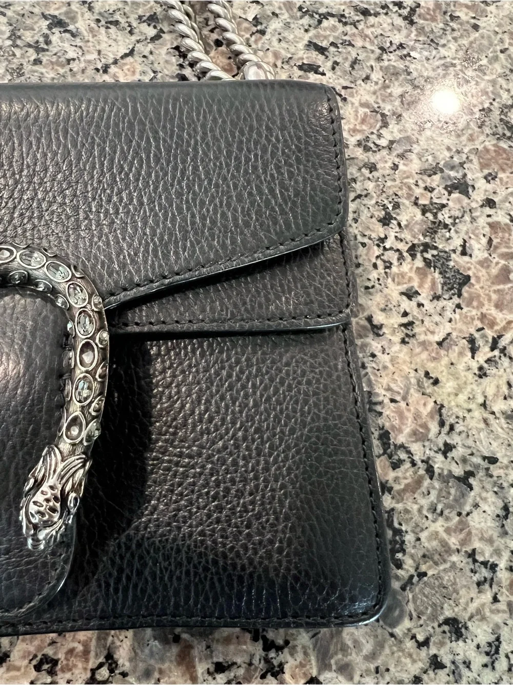 Gucci Dionysus Small Black Pebbled Shoulder Bag